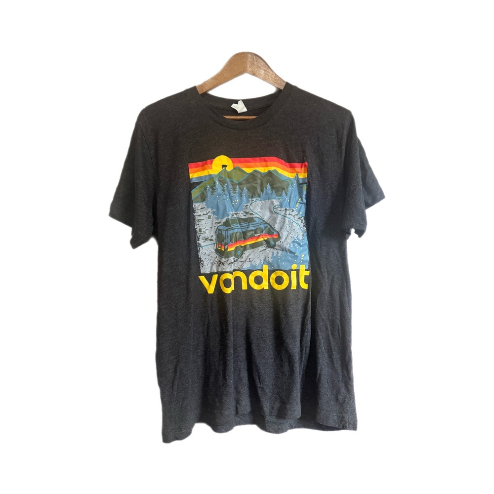 Alternative Apparel T-Shirt Mens Large Charcoal Excellent Vandoit Camper Van Tee